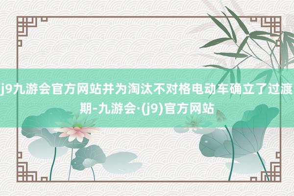 j9九游会官方网站并为淘汰不对格电动车确立了过渡期-九游会·(j9)官方网站