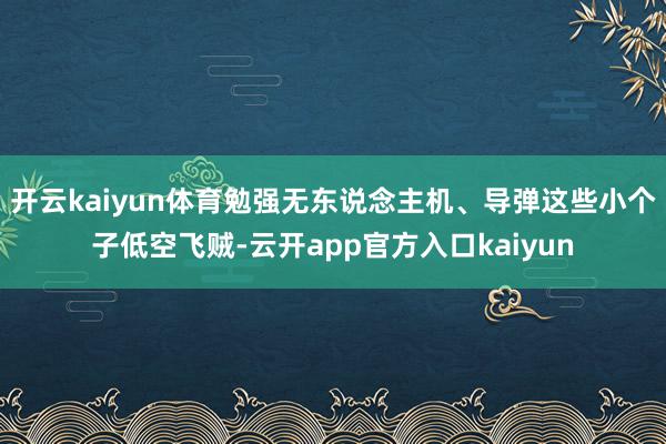 开云kaiyun体育勉强无东说念主机、导弹这些小个子低空飞贼