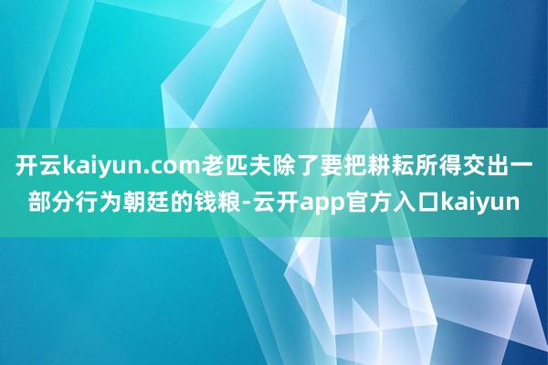 开云kaiyun.com老匹夫除了要把耕耘所得交出一部分行为朝廷的钱粮-云开app官方入口kaiyun